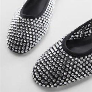 MANGO® Rhinestone Ballerina Flats - Size: EU37/US 6.5 (New With Tags)